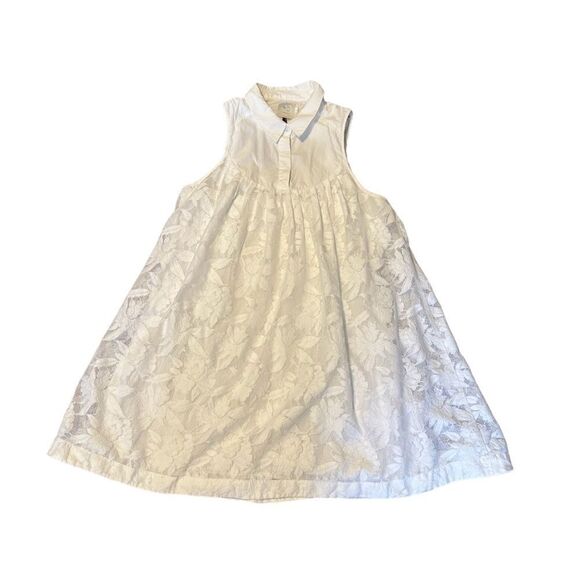 Anthropologie HD Paris Sleeveless Trapeze Swing White Lace Dress Size Medium - Picture 1 of 15